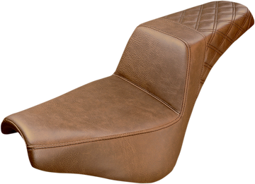 0802-0965 - SADDLEMEN Step-Up Seat - Rear Lattice Stitch - Brown 818-30-173BR