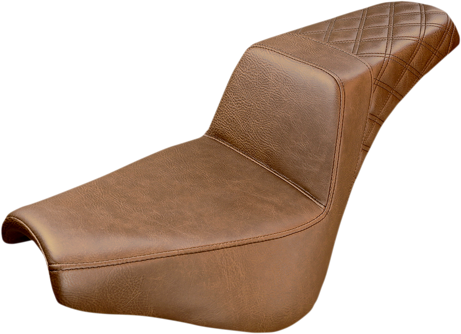 0802-0965 - SADDLEMEN Step-Up Seat - Rear Lattice Stitch - Brown 818-30-173BR