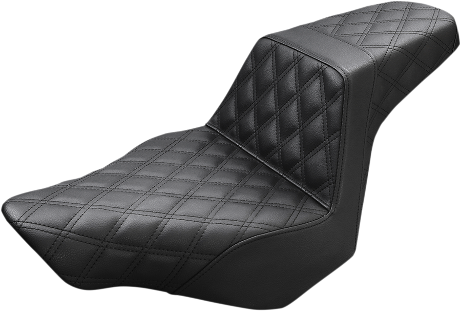 0802-0982 - SADDLEMEN Step-Up Seat - Full Lattice Stitch - Black - FXSB 813-27-175