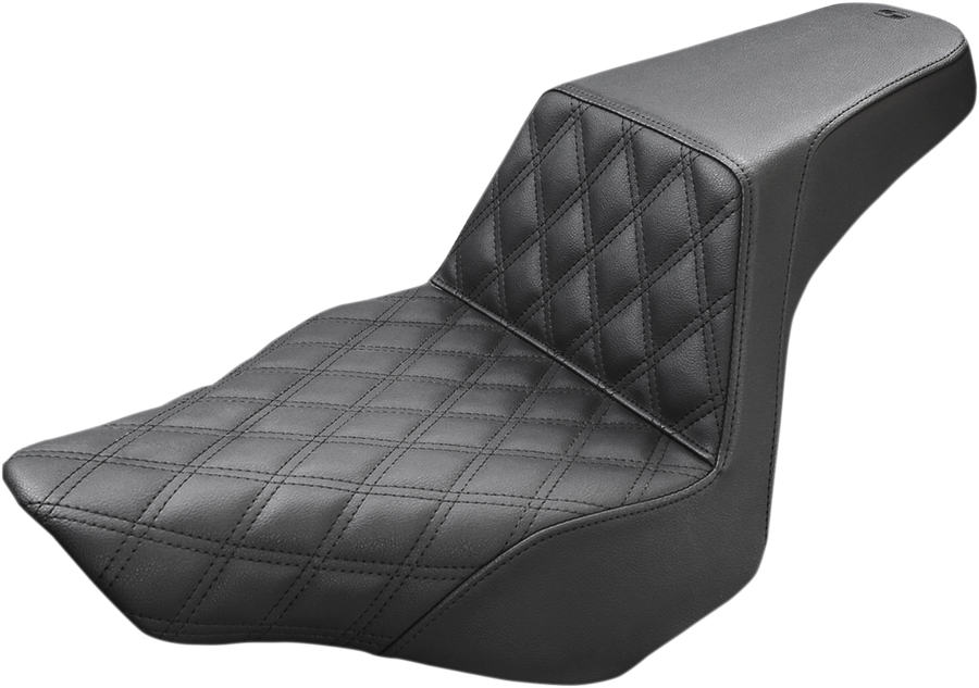 0802-0985 - SADDLEMEN Step-Up Seat - Front Lattice Stitch - Black - FXSB 813-27-172