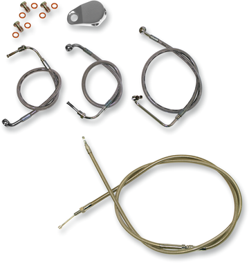 0610-0286 - LA CHOPPERS Handlebar Cable/Brake Line Kit  - Mini Ape Hanger Handlebars - Stainless Steel LA-8010KT-08