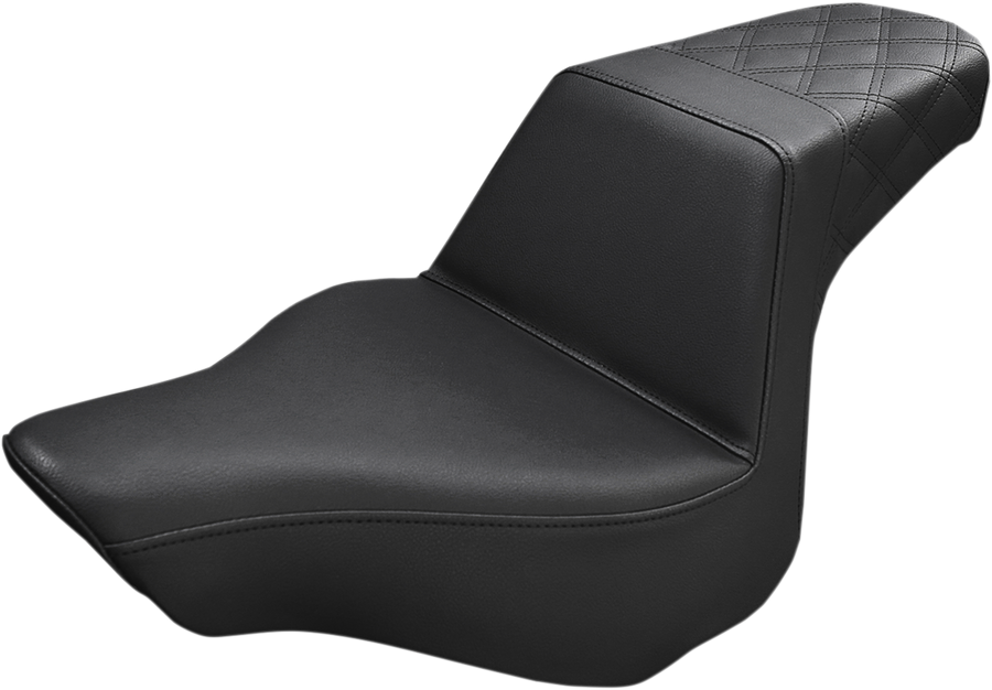 0802-0987 - SADDLEMEN Step-Up Seat - Rear Lattice Stitch - Black - FXSB 813-27-173