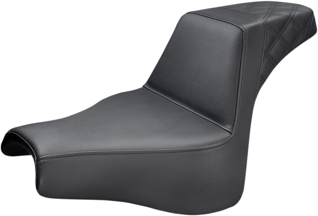 0802-0992 - SADDLEMEN Step-Up Seat - Rear Lattice Stitch - Black 818-28-173