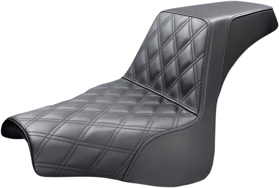 0802-0994 - SADDLEMEN Step-Up Seat - Front Lattice Stitch - Black 818-28-172