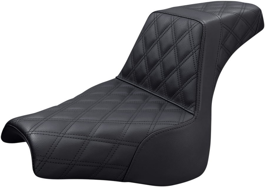 0802-0997 - SADDLEMEN Step-Up Seat - Full Lattice Stitch - Black 818-28-175