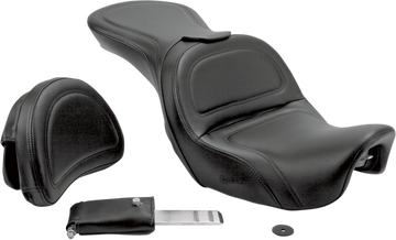 0803-0213 - SADDLEMEN Seat - Explorer* - With Backrest - Stitched - Black - Dyna 806-04-0301