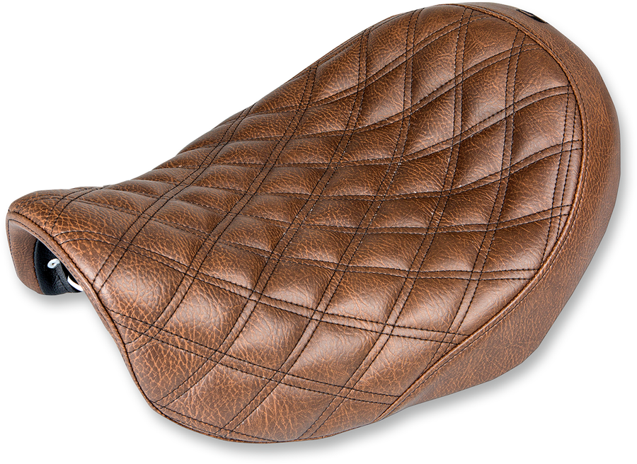 0803-0552 - SADDLEMEN Renegade Solo Seat - Lattice Stitched - Brown - Dyna 806-04-002BLS