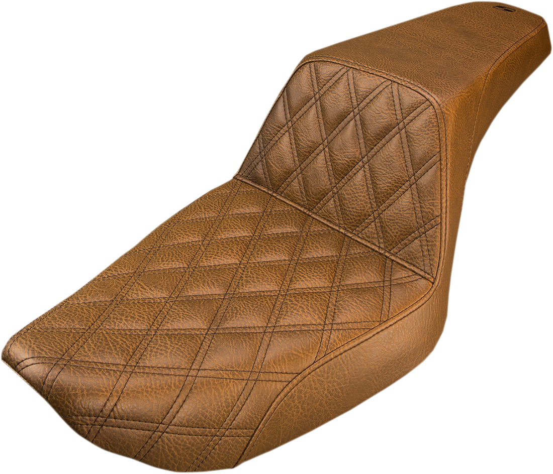 0803-0570 - SADDLEMEN Step-Up Seat - Front Lattice Stitch - Brown - Dyna 896-04-172BR