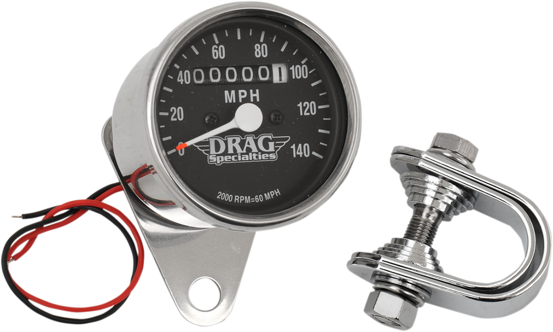 DS-244131 - DRAG SPECIALTIES 2.4" MPH Mini LED Mechanical Speedometer/Indicators - Chrome Housing - Black Face - 2:1 21-6805DS1-BX15