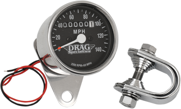DS-244131 - DRAG SPECIALTIES 2.4" MPH Mini LED Mechanical Speedometer/Indicators - Chrome Housing - Black Face - 2:1 21-6805DS1-BX15