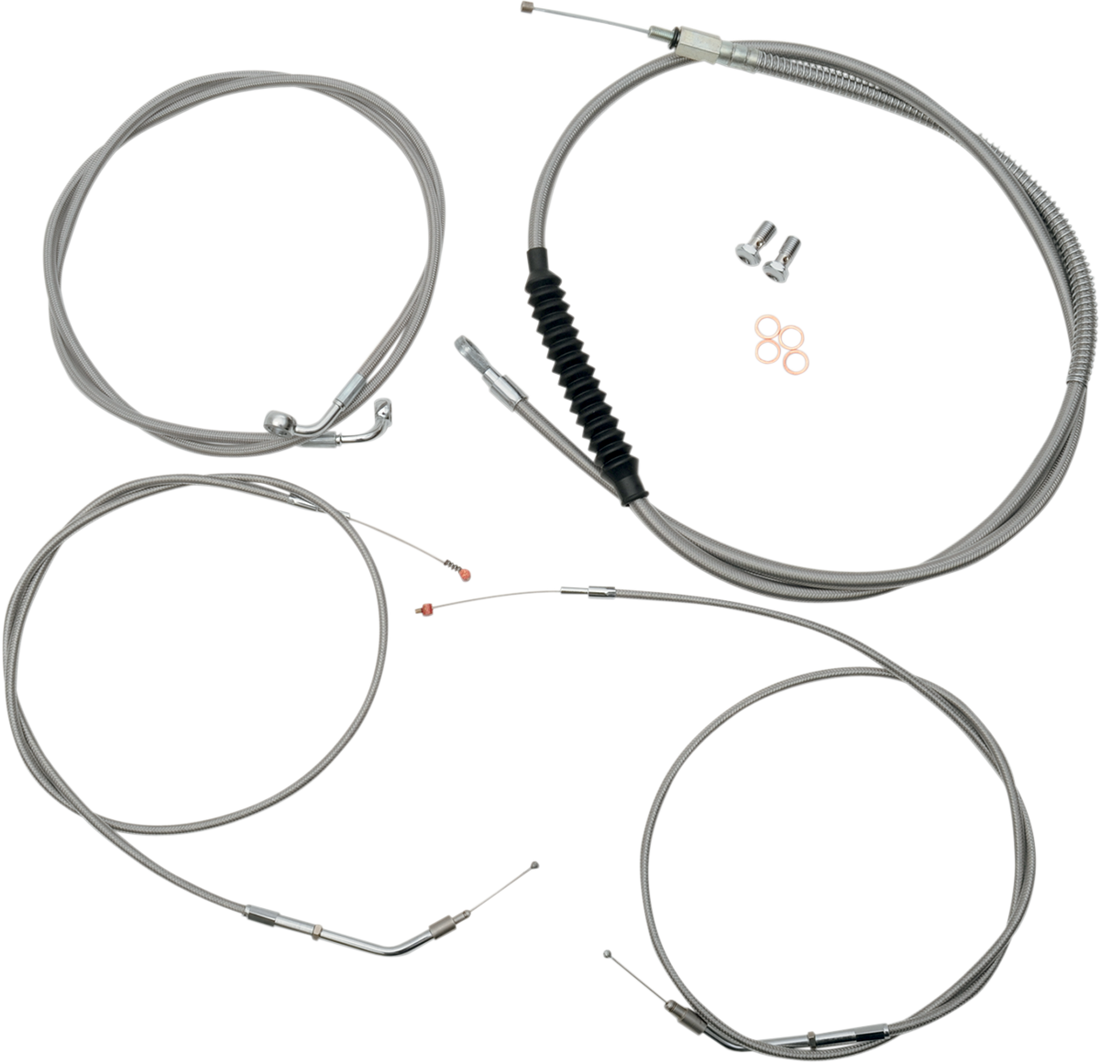 0610-0422 - LA CHOPPERS Handlebar Cable/Brake Line Kit  - Mini Ape Hanger Handlebars - Stainless Steel LA-8320KT-08