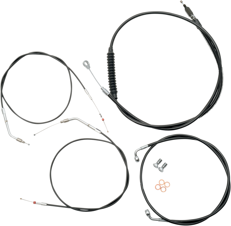 0610-0428 - LA CHOPPERS Handlebar Cable/Brake Line Kit - 15" - 17" Ape Hanger Handlebars - Black Vinyl LA-8320KT-16B