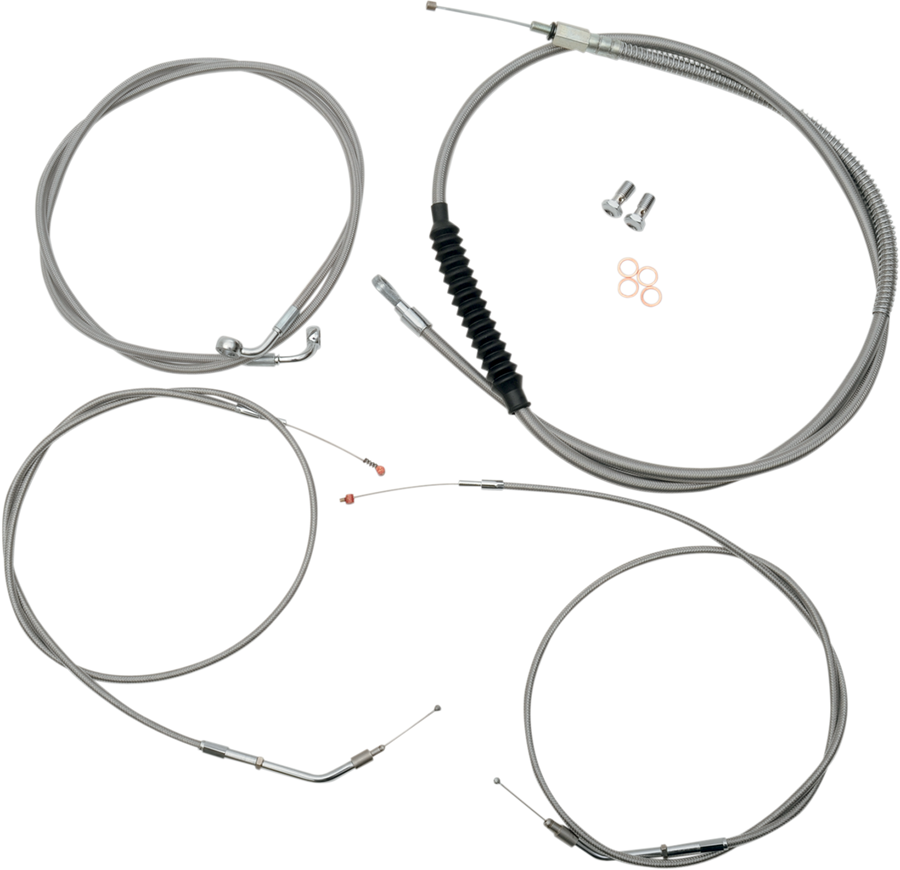 0610-0430 - LA CHOPPERS Handlebar Cable/Brake Line Kit  - Mini Ape Hanger Handlebars - Stainless Steel LA-8310KT-08