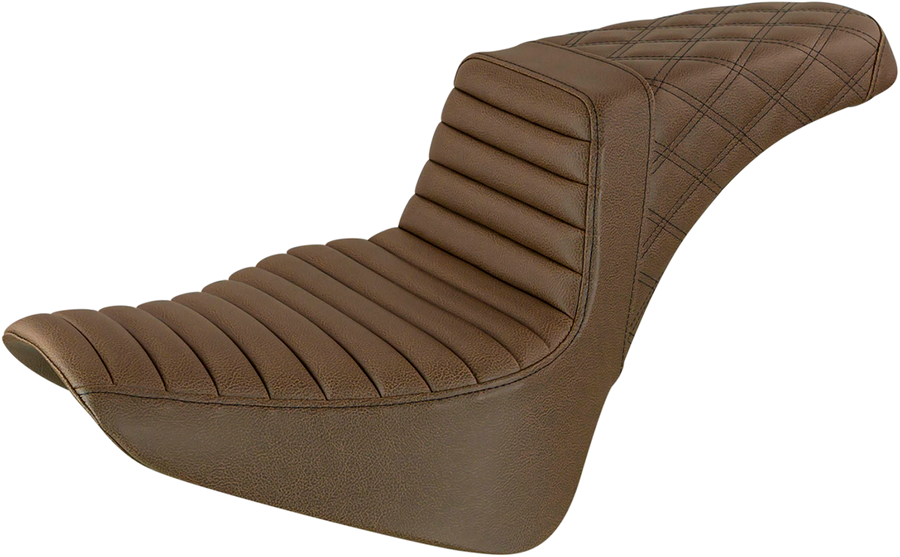 0802-1407 - SADDLEMEN Step-Up Seat - Front Tuck-n-Roll/Rear Lattice Stitch - Brown 818-33-176BR
