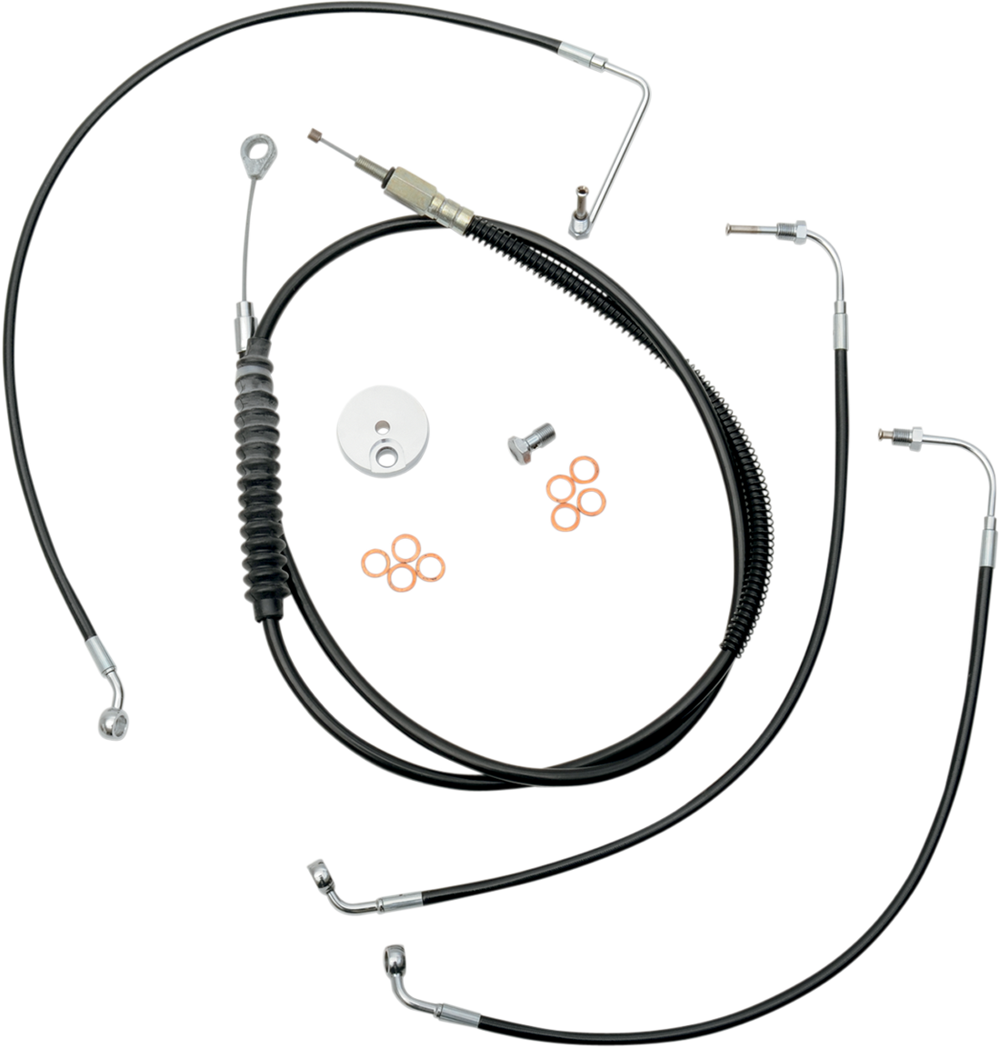0610-0450 - LA CHOPPERS Handlebar Cable/Brake Line Kit - 15" - 17" Ape Hanger Handlebars - Black Vinyl LA-8010KT-16B