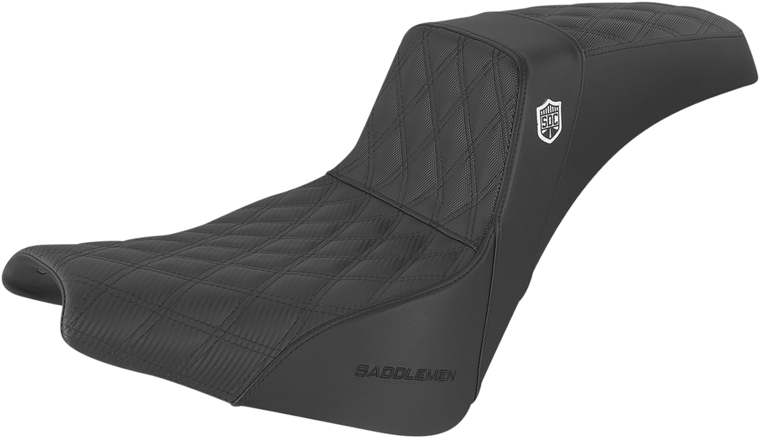 0802-1421 - SADDLEMEN Seat - Pro Series SDC Performance Without Backrest - Full Lattice Stitch/Lumbar Gripper - Black SC81830DB