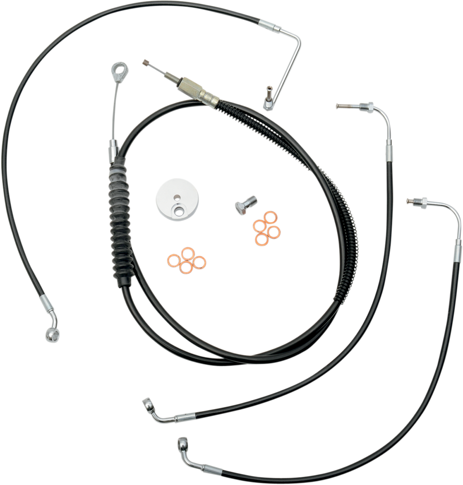 0610-0451 - LA CHOPPERS Handlebar Cable/Brake Line Kit - 18" - 20" Ape Hanger Handlebars - Black Vinyl LA-8010KT-19B