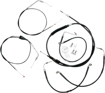 0610-0455 - LA CHOPPERS Handlebar Cable/Brake Line Kit - 12" - 14" Ape Hanger Handlebars - Black Vinyl LA-8006KT-13B
