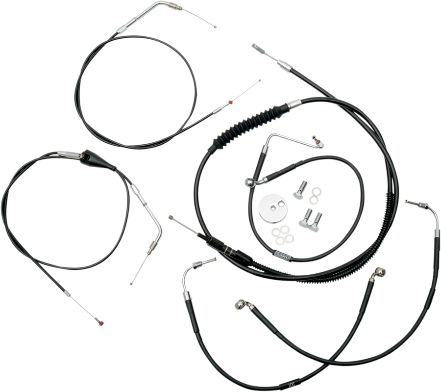 0610-0456 - LA CHOPPERS Handlebar Cable/Brake Line Kit - 15" - 17" Ape Hanger Handlebars - Black Vinyl LA-8006KT-16B
