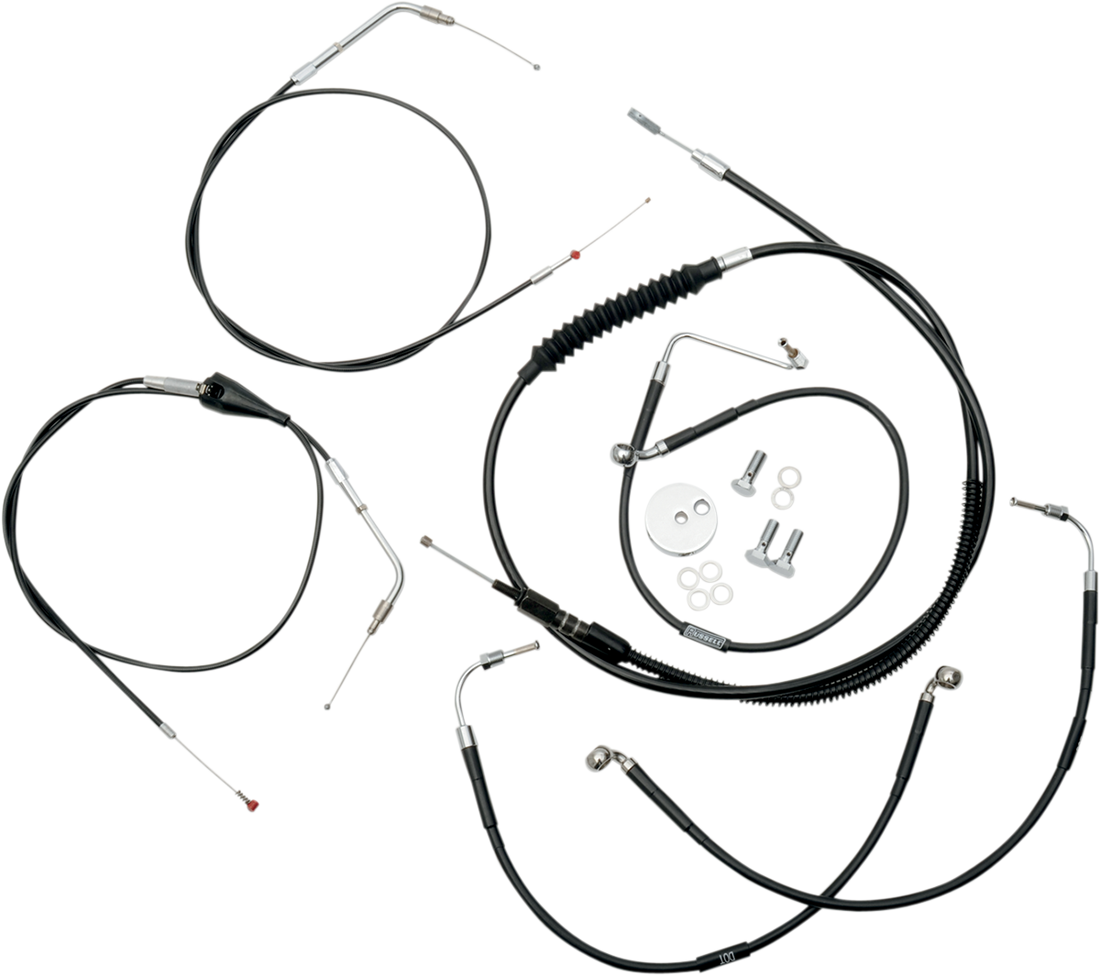 0610-0457 - LA CHOPPERS Handlebar Cable/Brake Line Kit - 18" - 20" Ape Hanger Handlebars - Black Vinyl LA-8006KT-19B