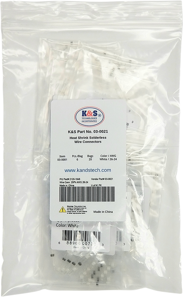 2120-1048 - K&S TECHNOLOGIES Wire Connector - 20PK - AWG 26-24 03-0021