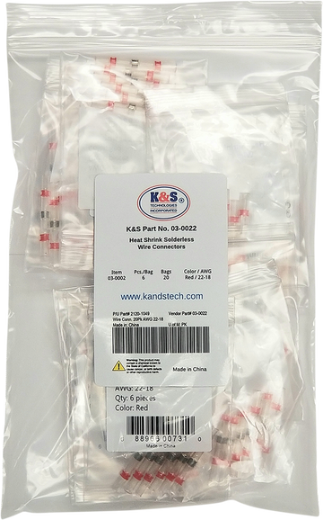 2120-1049 - K&S TECHNOLOGIES Wire Connector - 20PK - AWG 22-18 03-0022