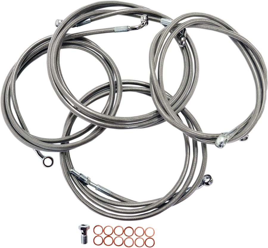 0610-0774 - LA CHOPPERS Handlebar Cable/Brake Line Kit  - 15" - 17" Ape Hanger Handlebars - Stainless Steel LA-8052KT-16