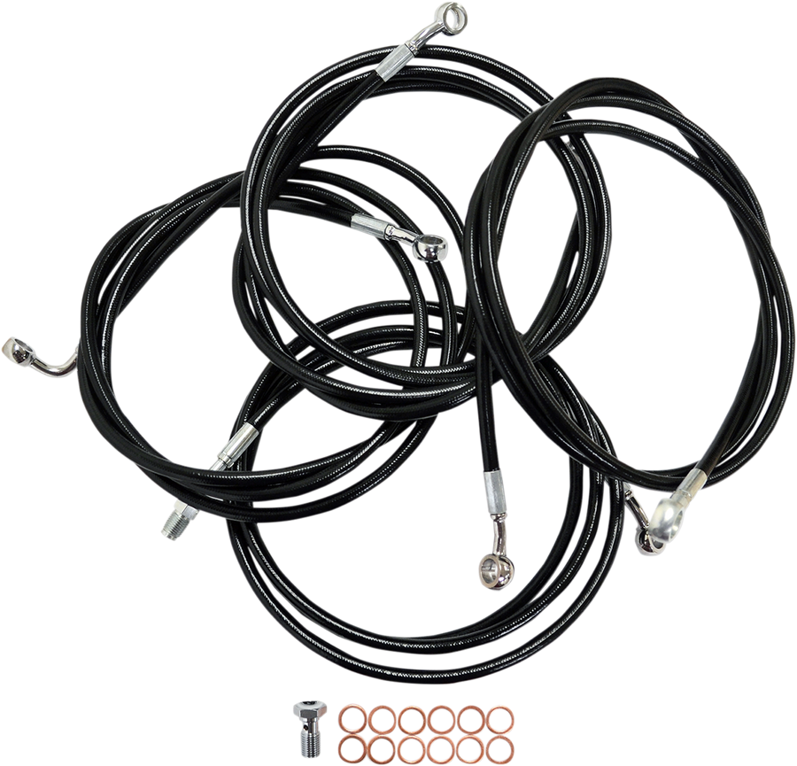 0610-0775 - LA CHOPPERS Handlebar Cable/Brake Line Kit - 15" - 17" Ape Hanger Handlebars - Black Vinyl LA-8052KT-16B