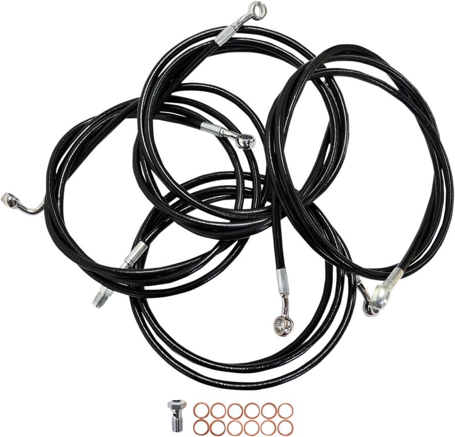 0610-0777 - LA CHOPPERS Handlebar Cable/Brake Line Kit - 18" - 20" Ape Hanger Handlebars - Black Vinyl LA-8052KT-19B