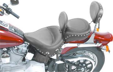 DS-900233 - MUSTANG Wide Solo Seat - With Backrest - Black - Studded W/Concho - Softail '00-'05 79120