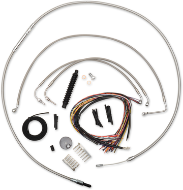 0610-1188 - LA CHOPPERS Handlebar Cable/Brake Line Kit - Complete - Mini Ape Hanger Handlebars - Stainless LA-8010KT2-08