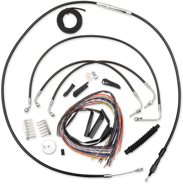 0610-1207 - LA CHOPPERS Handlebar Cable/Brake Line Kit - Complete - 18" - 20" Ape Hanger Handlebars - Black Vinyl LA-8011KT2-19B