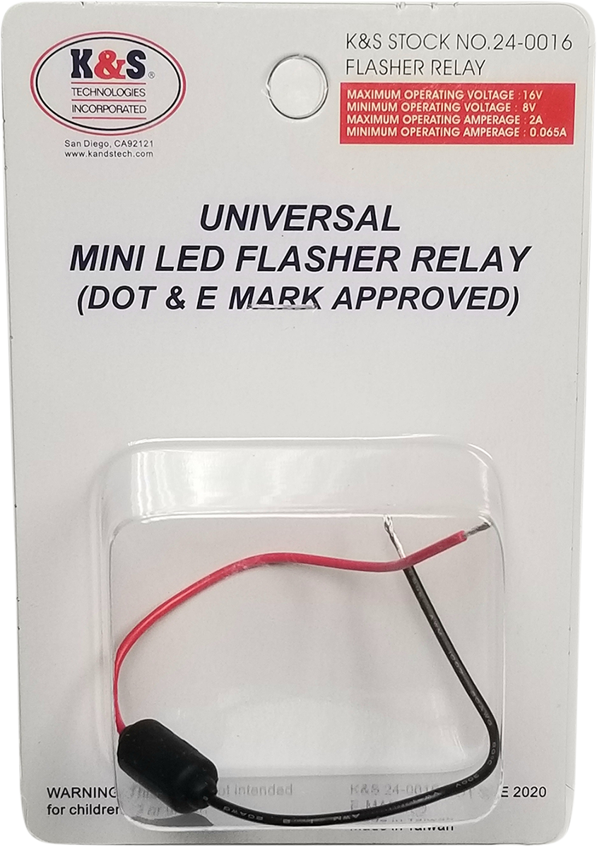 2050-0416 - K&S TECHNOLOGIES Mini Flasher Relay - Universal 24-0016