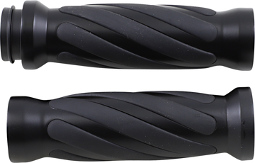 0630-2690 - DRAG SPECIALTIES Grips - Twisted - TBW - Matte Black 17-0543MBT