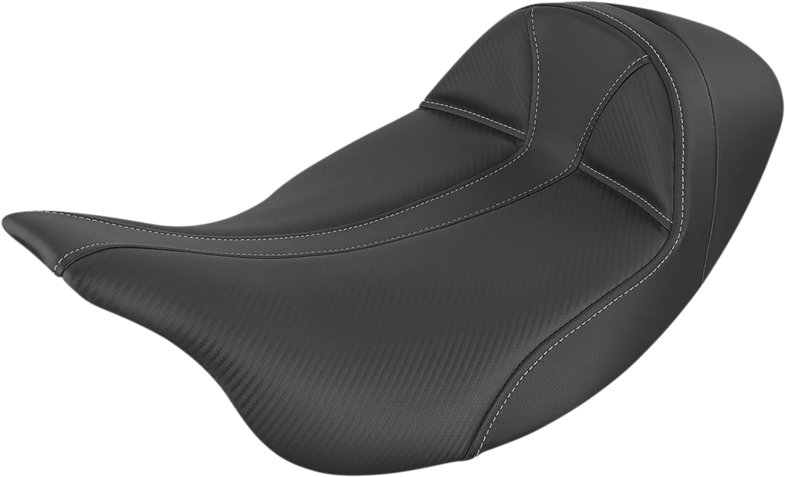 0801-1292 - SADDLEMEN Seat - Dominator Solo - Extended Reach - Stitched - Black w/ Gray Stitching 808-07B-0042EXT