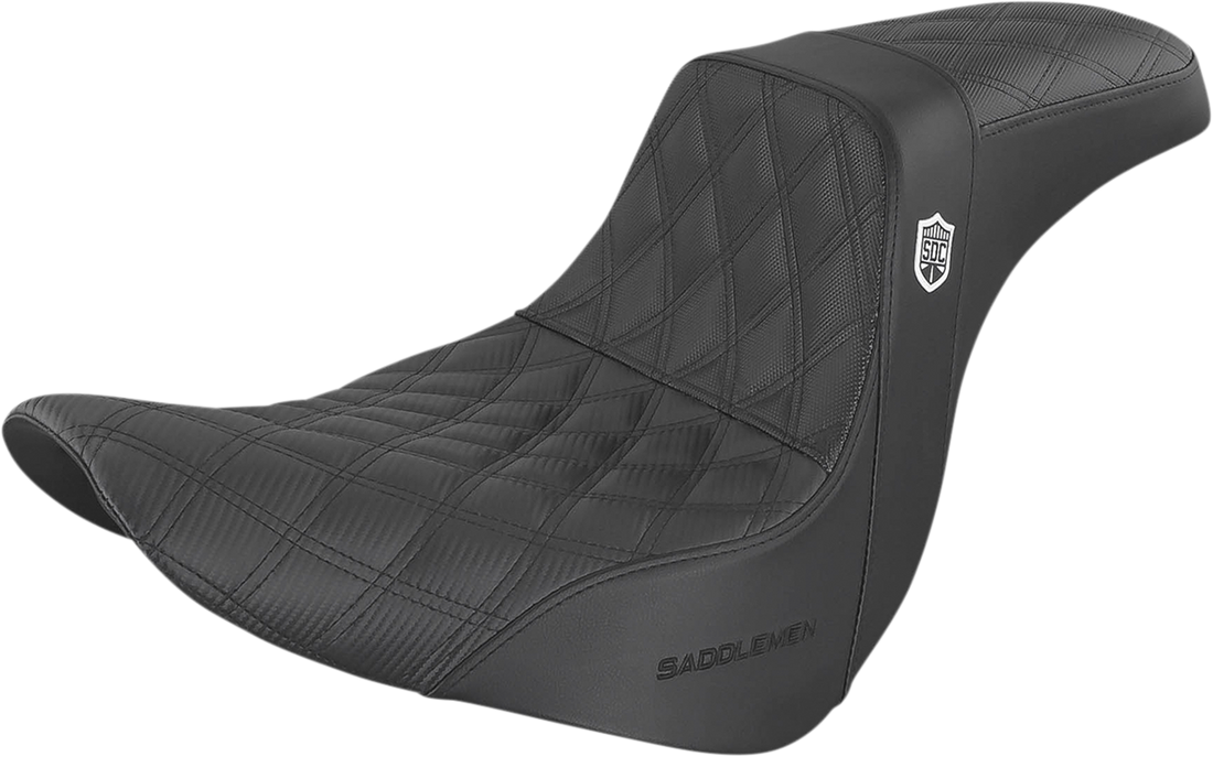 0802-1433 - SADDLEMEN Seat - Pro Series SDC Performance Without Backrest - Full Lattice Stitch/Lumbar Gripper - Black SC81829DB