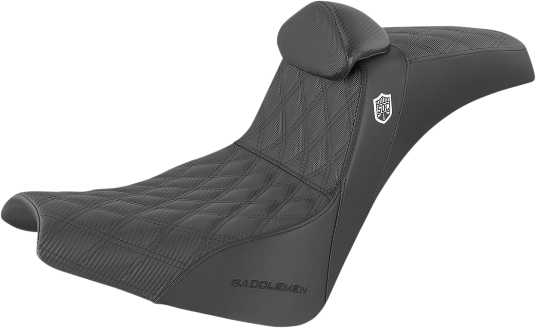 0802-1434 - SADDLEMEN Seat - Pro Series SDC Performance With Backrest - Full Lattice Stitch/Lumbar Gripper - Black SC81830DBRT