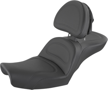 0803-0681 - SADDLEMEN Explorer Seat - With Backrest - Stitched - Black - Dyna 896-04-030