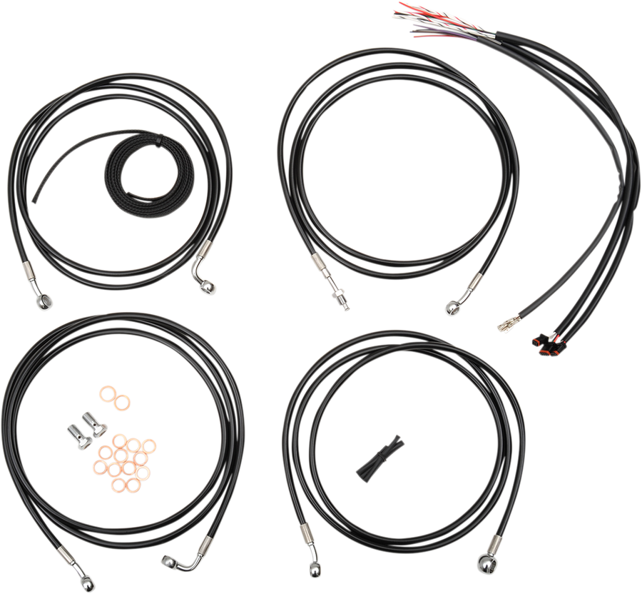 0610-1251 - LA CHOPPERS Handlebar Cable/Brake Line Kit - Complete - 12" - 14" Ape Hanger Handlebars - Black Vinyl LA-8052KT2-13B
