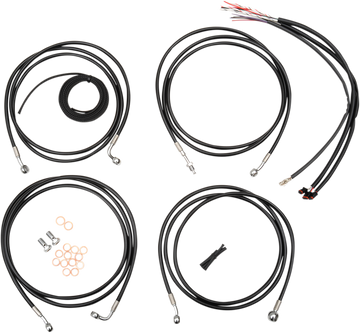 0610-1255 - LA CHOPPERS Handlebar Cable/Brake Line Kit - Complete - 18" - 20" Ape Hanger Handlebars - Black Vinyl LA-8052KT2-19B