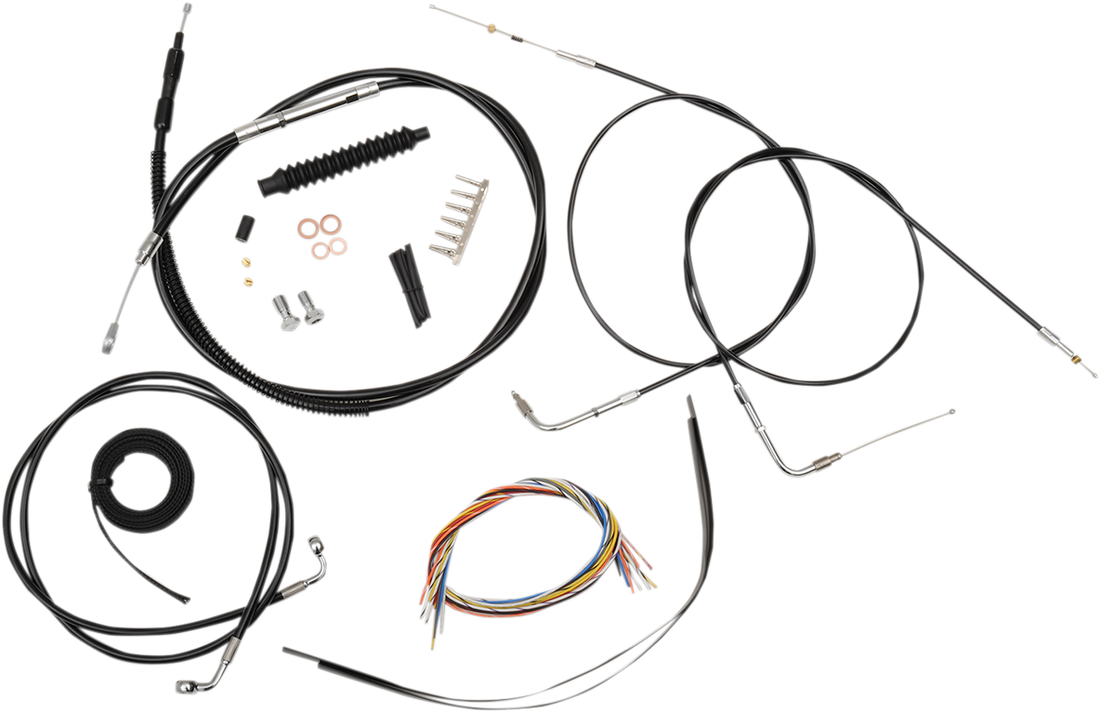 0610-1265 - LA CHOPPERS Handlebar Cable/Brake Line Kit - Complete - 15" - 17" Ape Hanger Handlebars - Black Vinyl LA-8100KT2-16B
