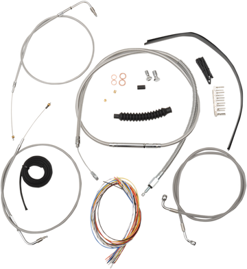 0610-1288 - LA CHOPPERS Handlebar Cable/Brake Line Kit - Complete - 15" - 17" Ape Hanger Handlebars - Stainless LA-8110KT2A-16