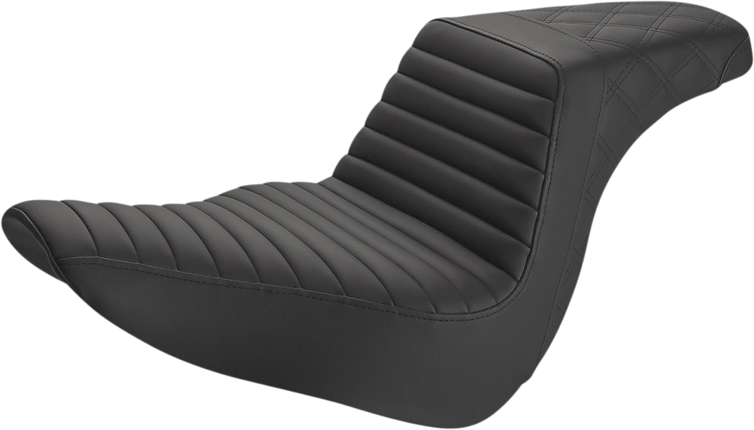 0802-1373 - SADDLEMEN Step-Up Seat - Front Tuck-n-Roll/Rear Lattice Stitch - Black 818-29-176