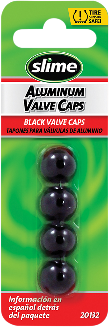 0361-0072 - SLIME Valve Stem Caps - Black - 4 Pack 20132