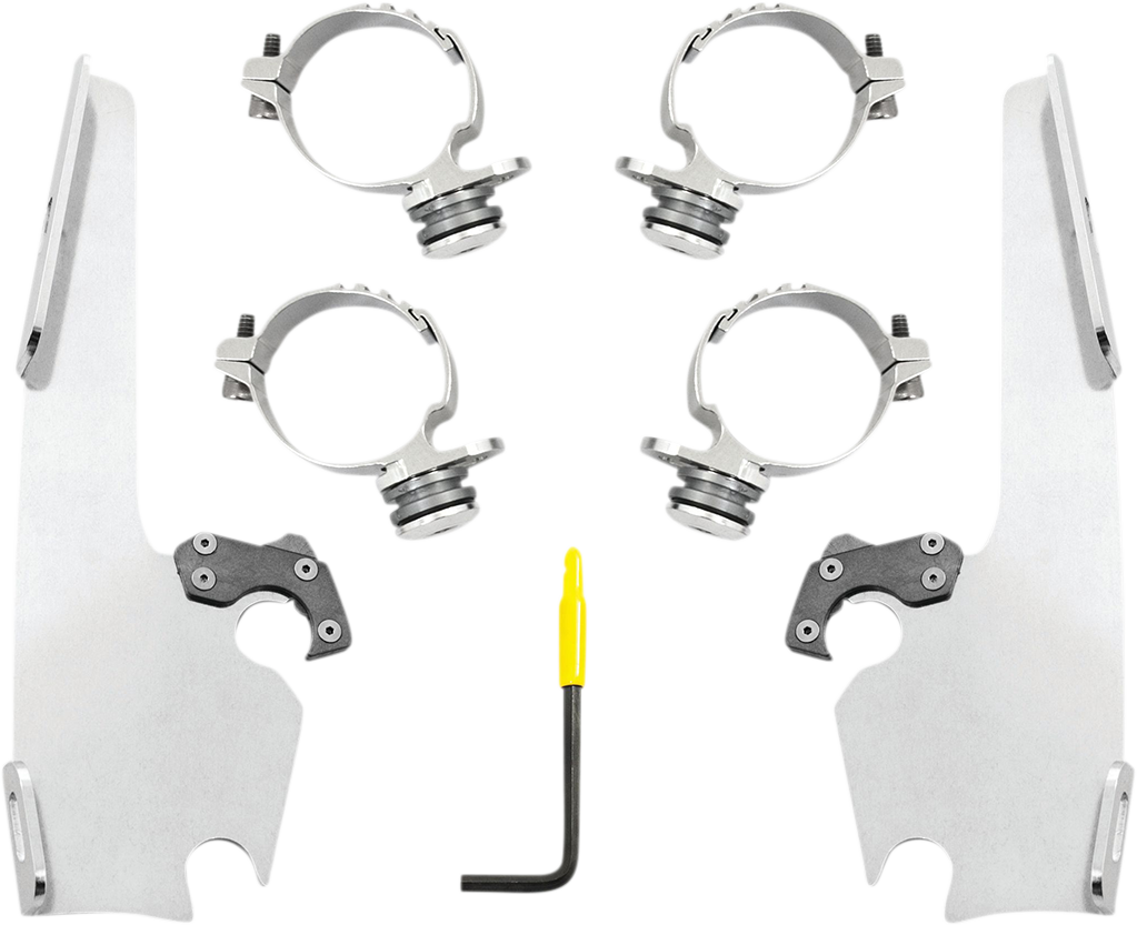 2320-0267- MEMPHIS SHADES Fats/Slim Windshield Trigger Lock Complete Mount Kit - Polished - XL MEK2054