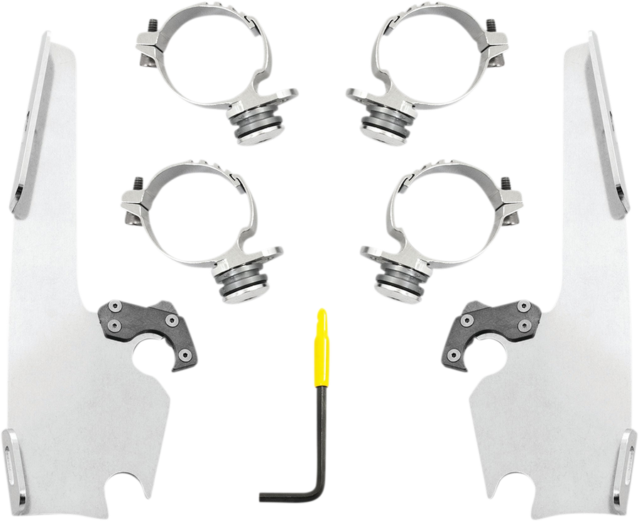 2320-0267- MEMPHIS SHADES Fats/Slim Windshield Trigger Lock Complete Mount Kit - Polished - XL MEK2054