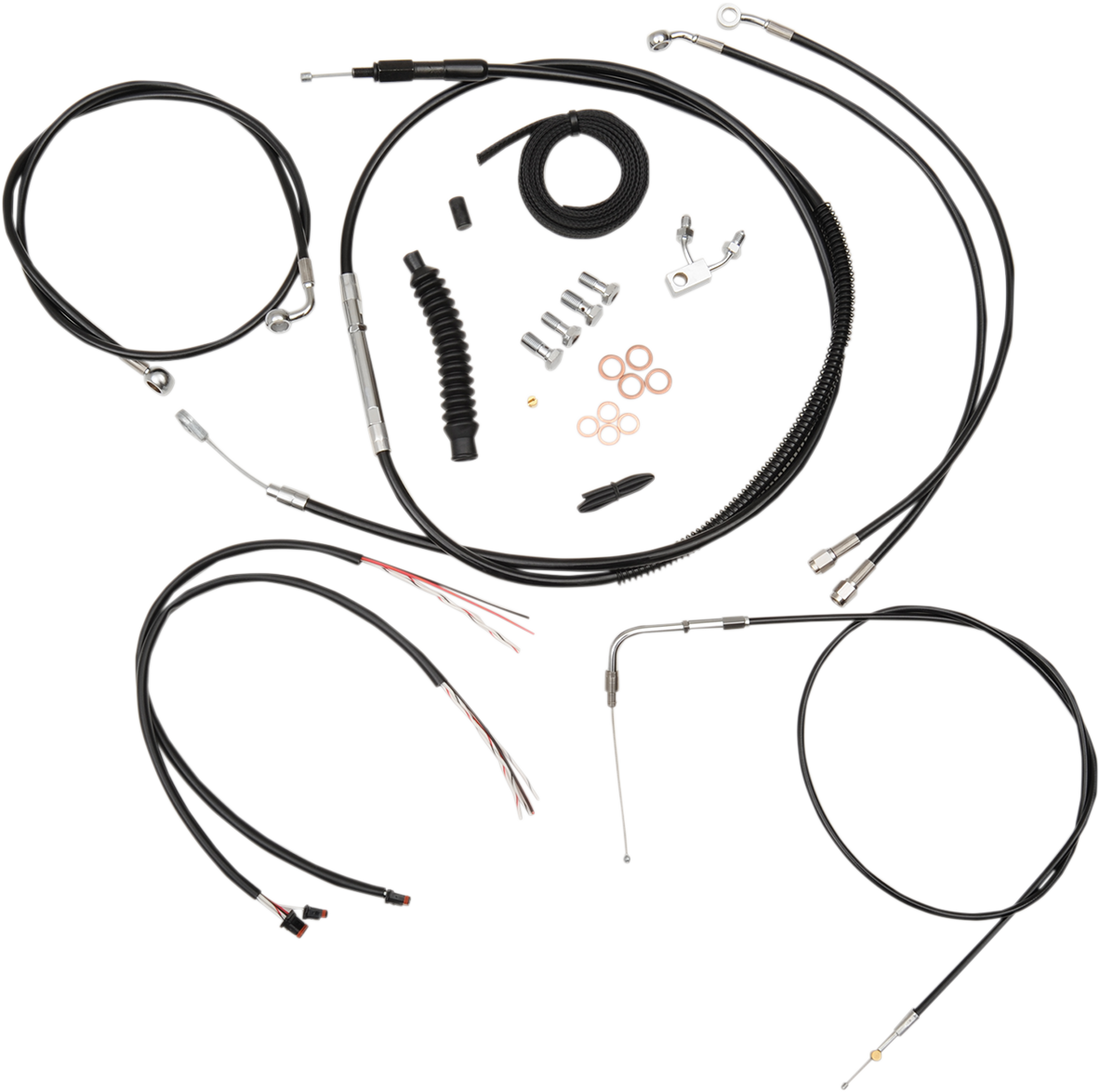 0610-1335 - LA CHOPPERS Handlebar Cable/Brake Line Kit - Complete - 12" - 14" Ape Hanger Handlebars - Black Vinyl LA-8150KT2-13B