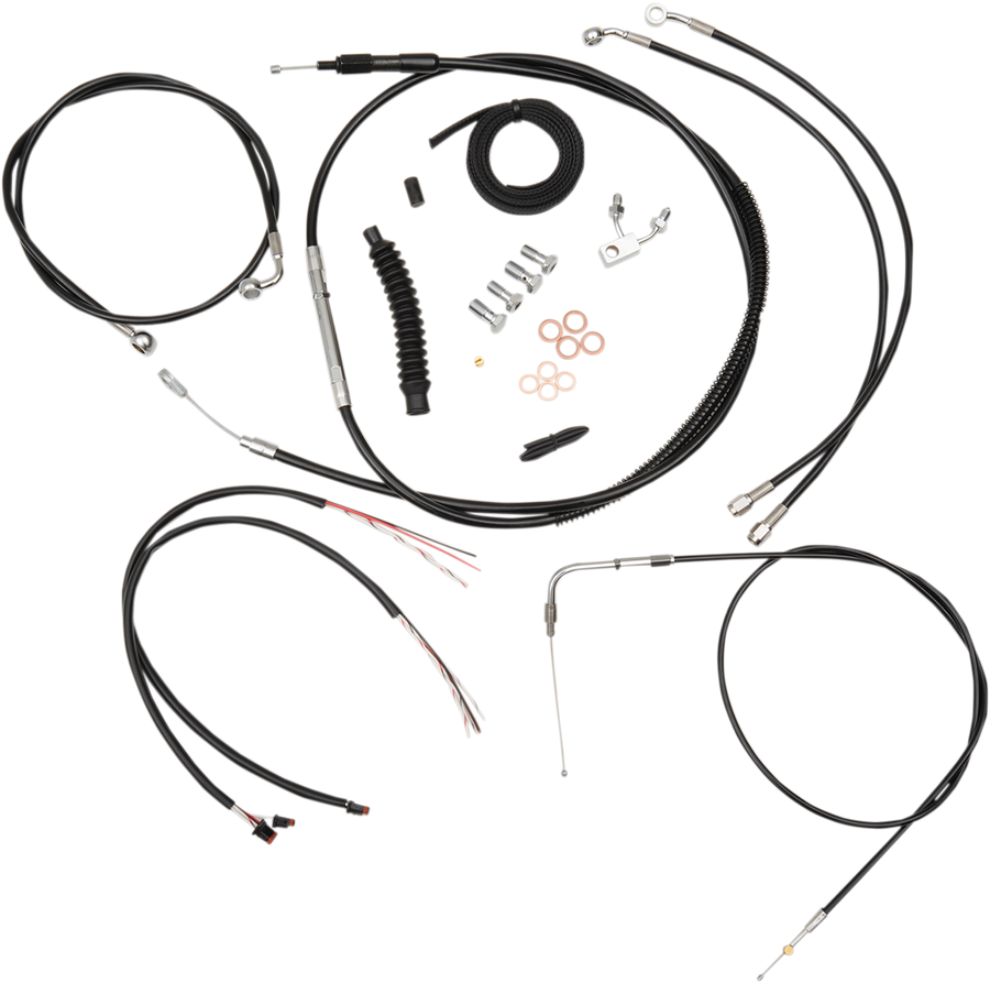 0610-1335 - LA CHOPPERS Handlebar Cable/Brake Line Kit - Complete - 12" - 14" Ape Hanger Handlebars - Black Vinyl LA-8150KT2-13B
