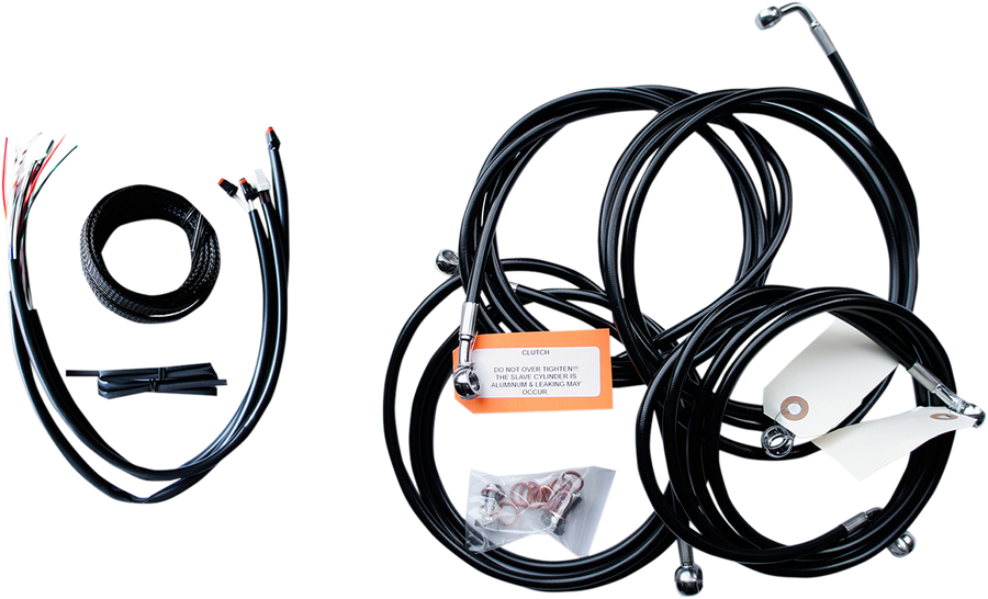 0610-1760 - LA CHOPPERS Handlebar Cable/Brake Line Kit - Complete - 18" - 20" Ape Hanger Handlebars - Black Vinyl LA-8053KT2-19B