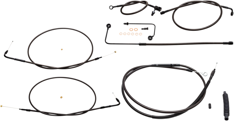0610-1783 - LA CHOPPERS Handlebar Cable/Brake Line Kit - 15" - 17" Ape Hanger Handlebars - Midnight LA-8151KT-16M